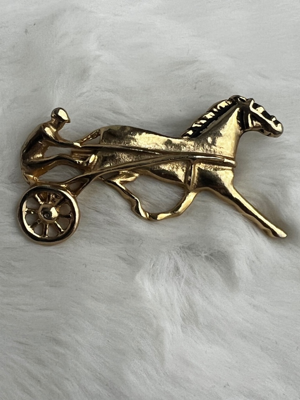 Vintage Harness Racing Brooch Gold Toned